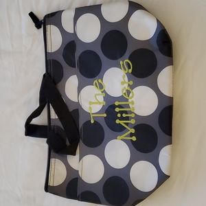 Thirty-One Thermal Tote, Retired Lotsa Dots, Embroidered "The Millers"